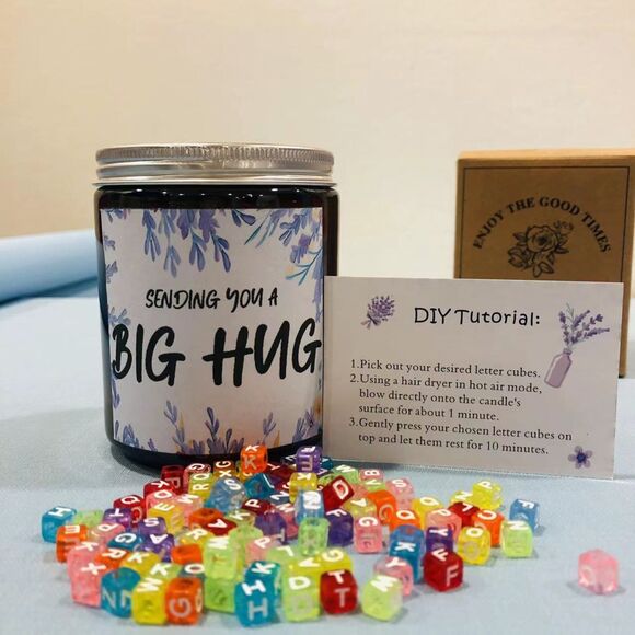 Lavender Soy Candle 7oz 100% Natural Soy Wax Includes100PCS DIY Letter Beads - Picture 1 of 6